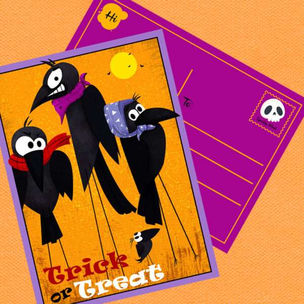 TRICK OR TREAT- Digital Halloween Postcard