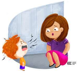 Angry Boy Shouting at his Mother digital illustration