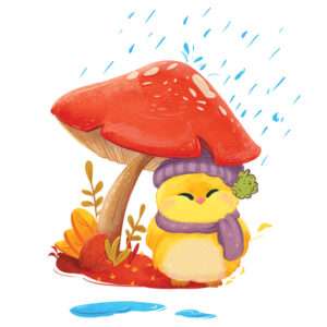 Bird under rain