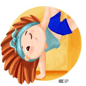 Cute girl doing aerobics cartoon character