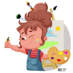 girl artist cartoon character digital painting
