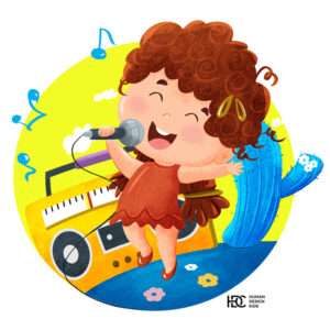 little budding singer cute cartton art