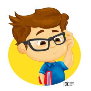 nerd, Geek cartoon kid illustration