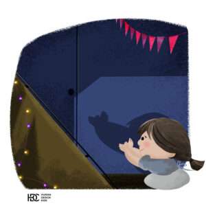 Illustration Kid Girl Playing Shadow Bird
