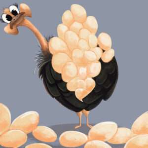 Ostrich holding many eggs, fun facts ostrict digital art