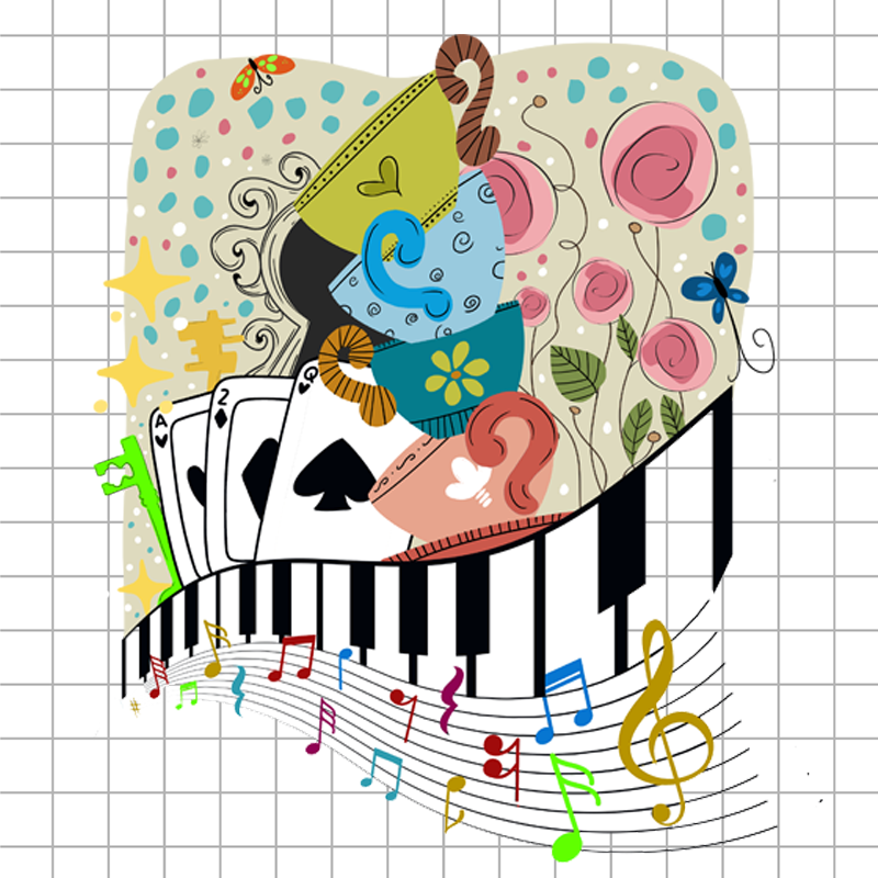 wonderland theme wall art ppster for kids room illustrated handdrawn style